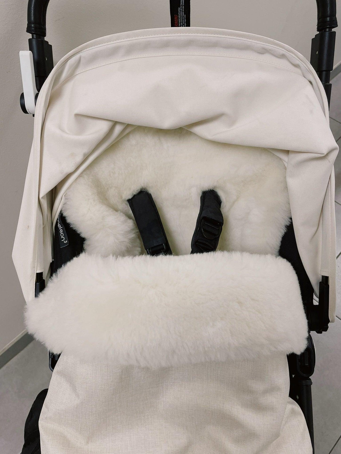 White Natural Sheepskin Stroller Sleeping Bag-4