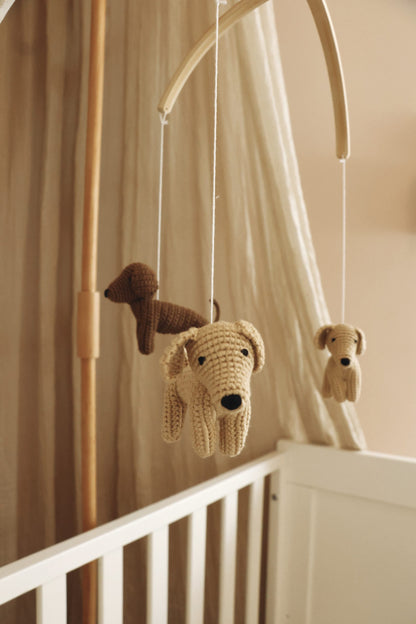 Handmade crochet dogs baby mobile