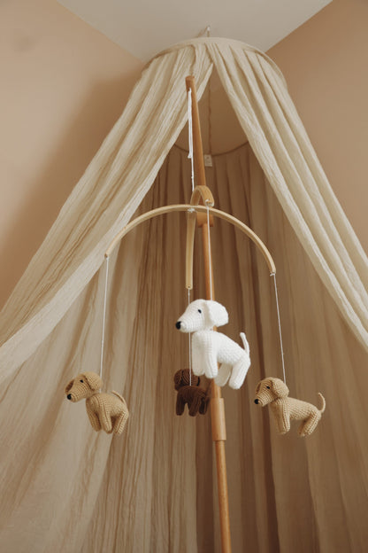 Handmade crochet dogs baby mobile