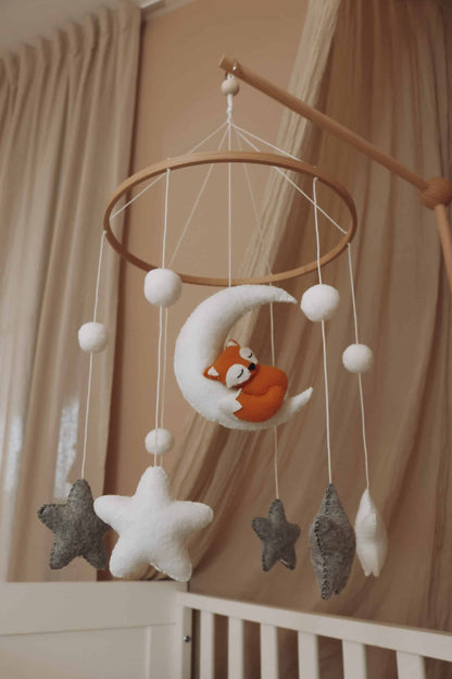 Handmade Sleepy fox baby mobile
