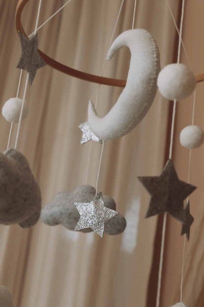 Handmade Moon And Stars baby mobile