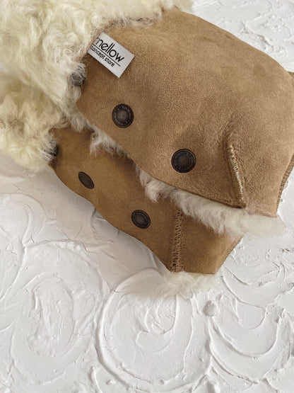 Beige Natural Sheepskin Stroller Hand Muffs-4