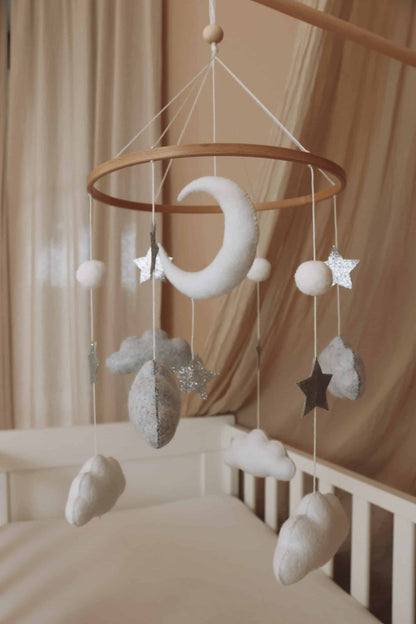 Handmade Moon And Stars baby mobile