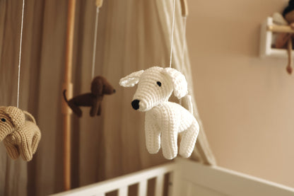 Handmade crochet dogs baby mobile