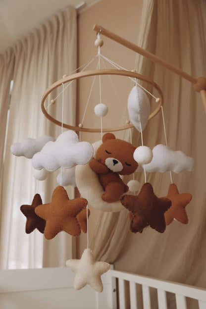 Handmade Sleeping Teddy baby mobile