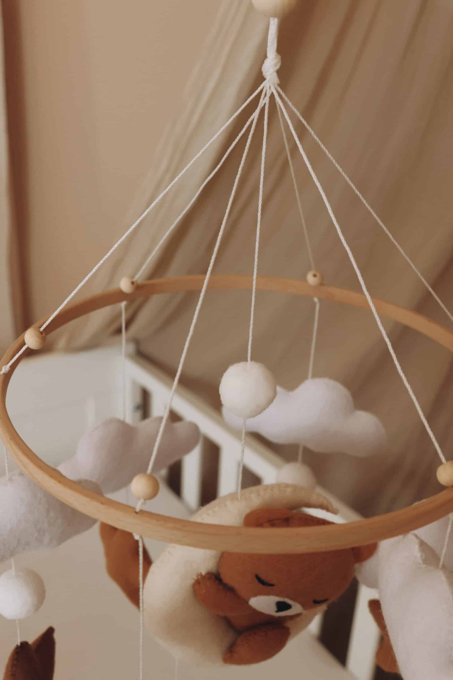 Handmade Sleeping Teddy baby mobile
