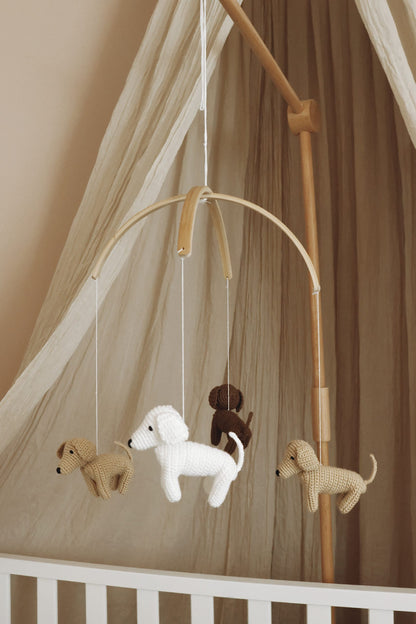 Handmade crochet dogs baby mobile