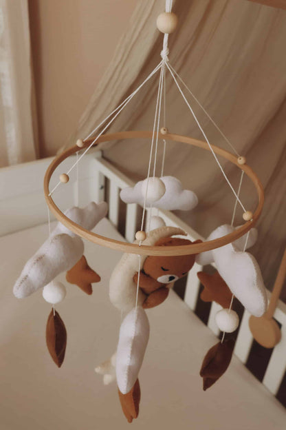 Handmade Sleeping Teddy baby mobile