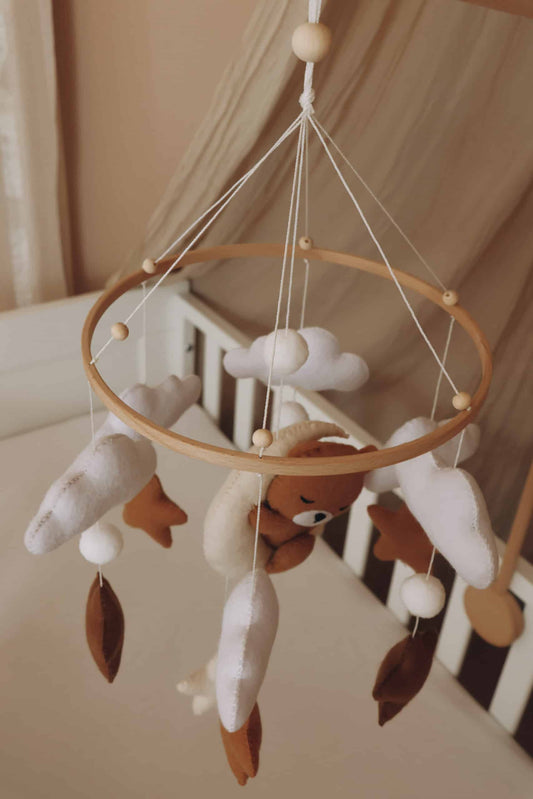 Handmade Sleeping Teddy baby mobile