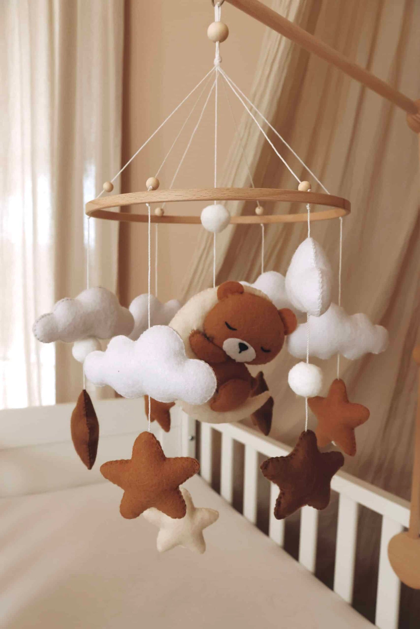 Handmade Sleeping Teddy baby mobile