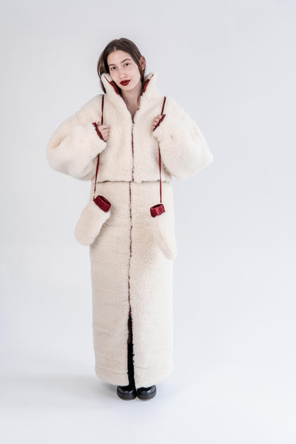 Adult Natural Wool Mittens / Gloves - White-1