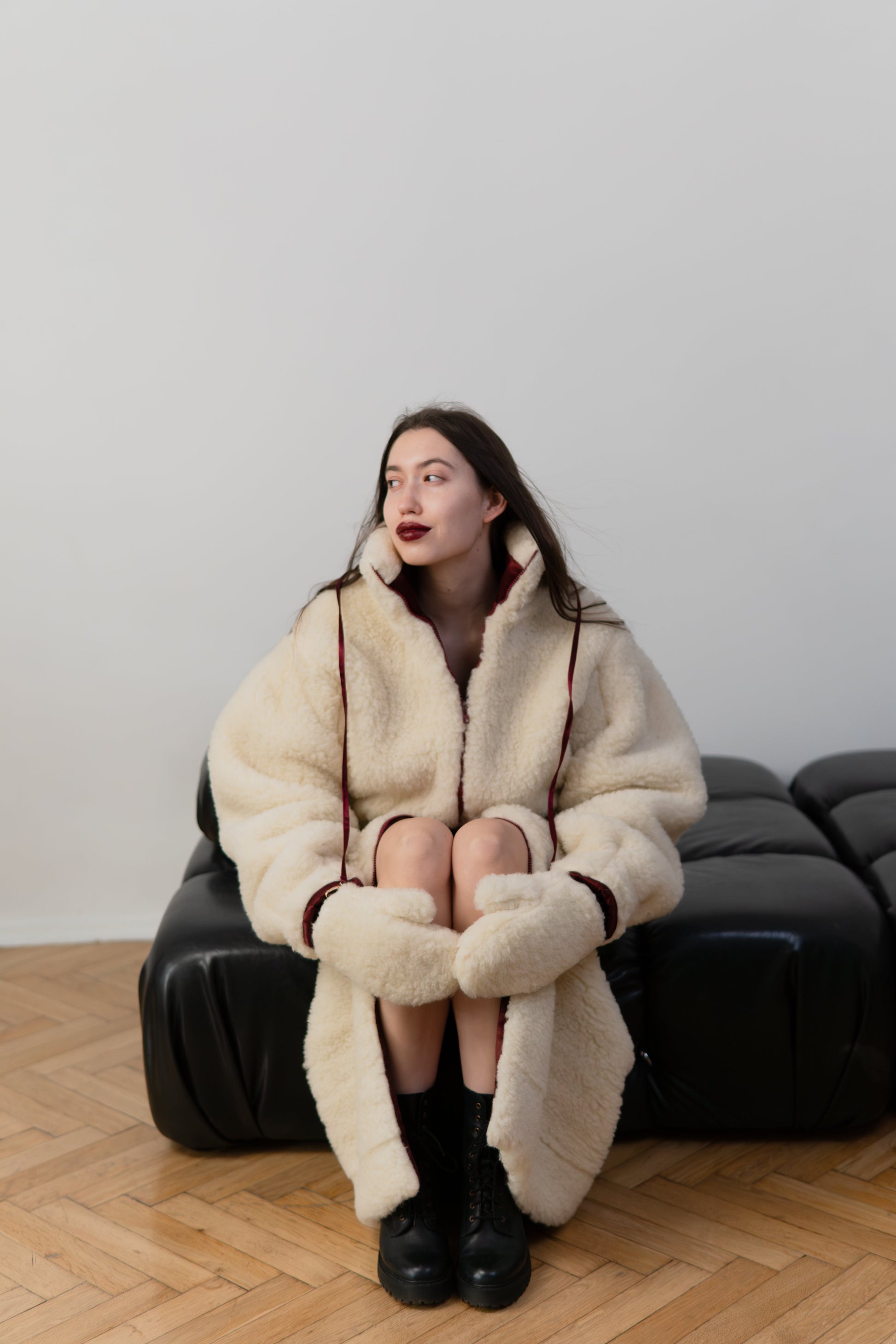 Woolen Women's Long Skirt - White-2