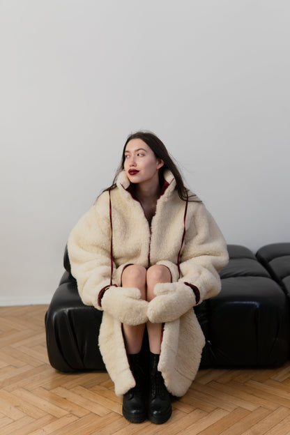 Woolen Women's Long Skirt - White-2