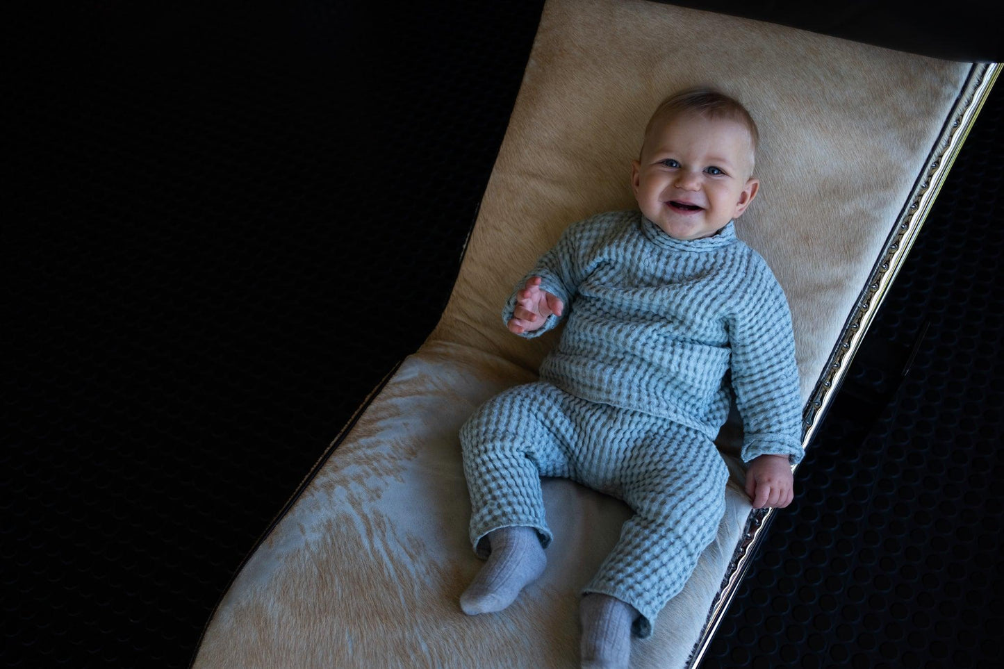 Linen Baby/Kid Clothing Set - Blue-3