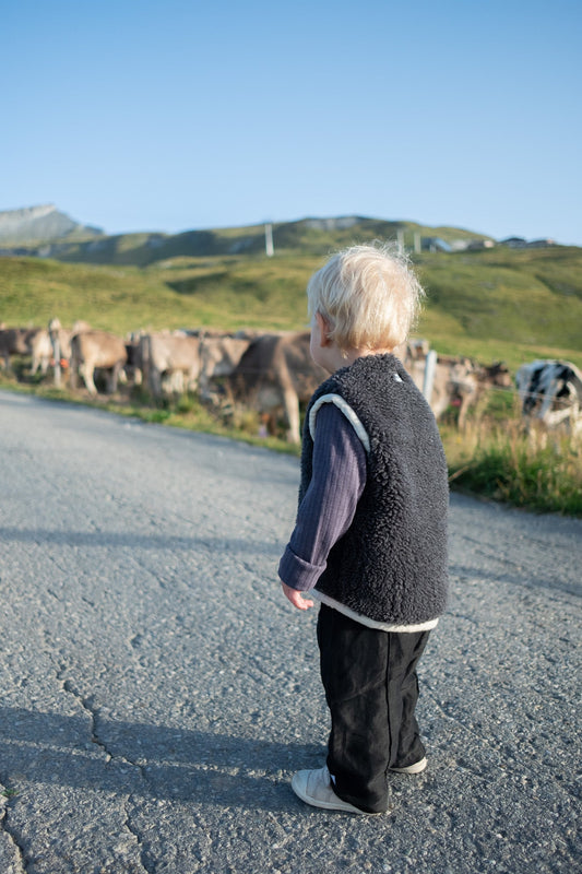 Baby/Kid Virgin Wool Vest - Charcoal-0
