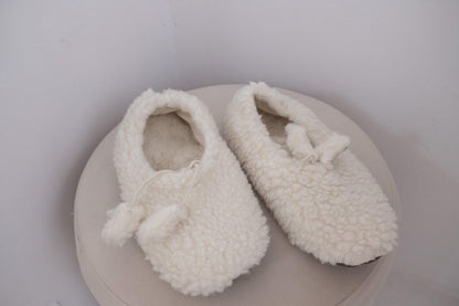 Adult Natural Wool Slippers - White-3