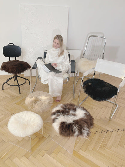 Natural Sheepskin Stool Cover-0