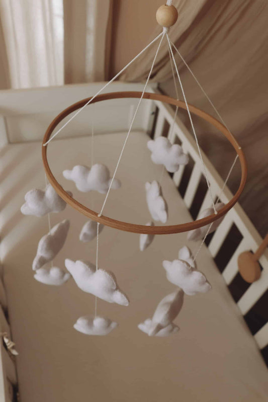Handmade Clouds baby mobile