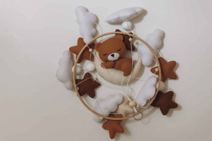 Handmade Sleeping Teddy baby mobile