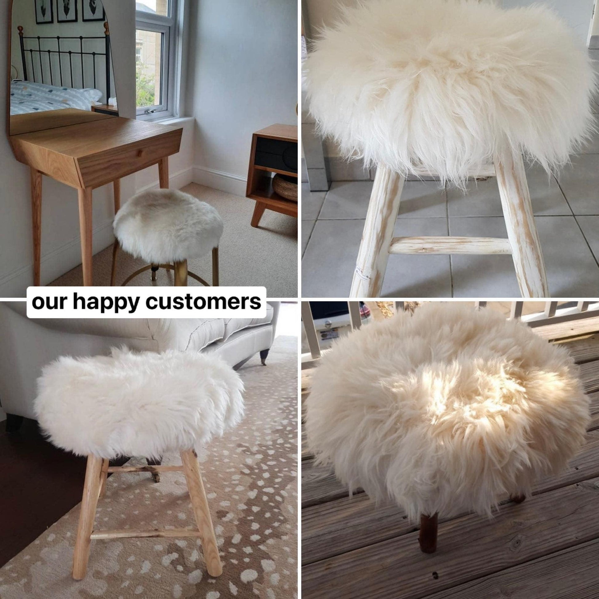 Natural Sheepskin Stool Cover-2