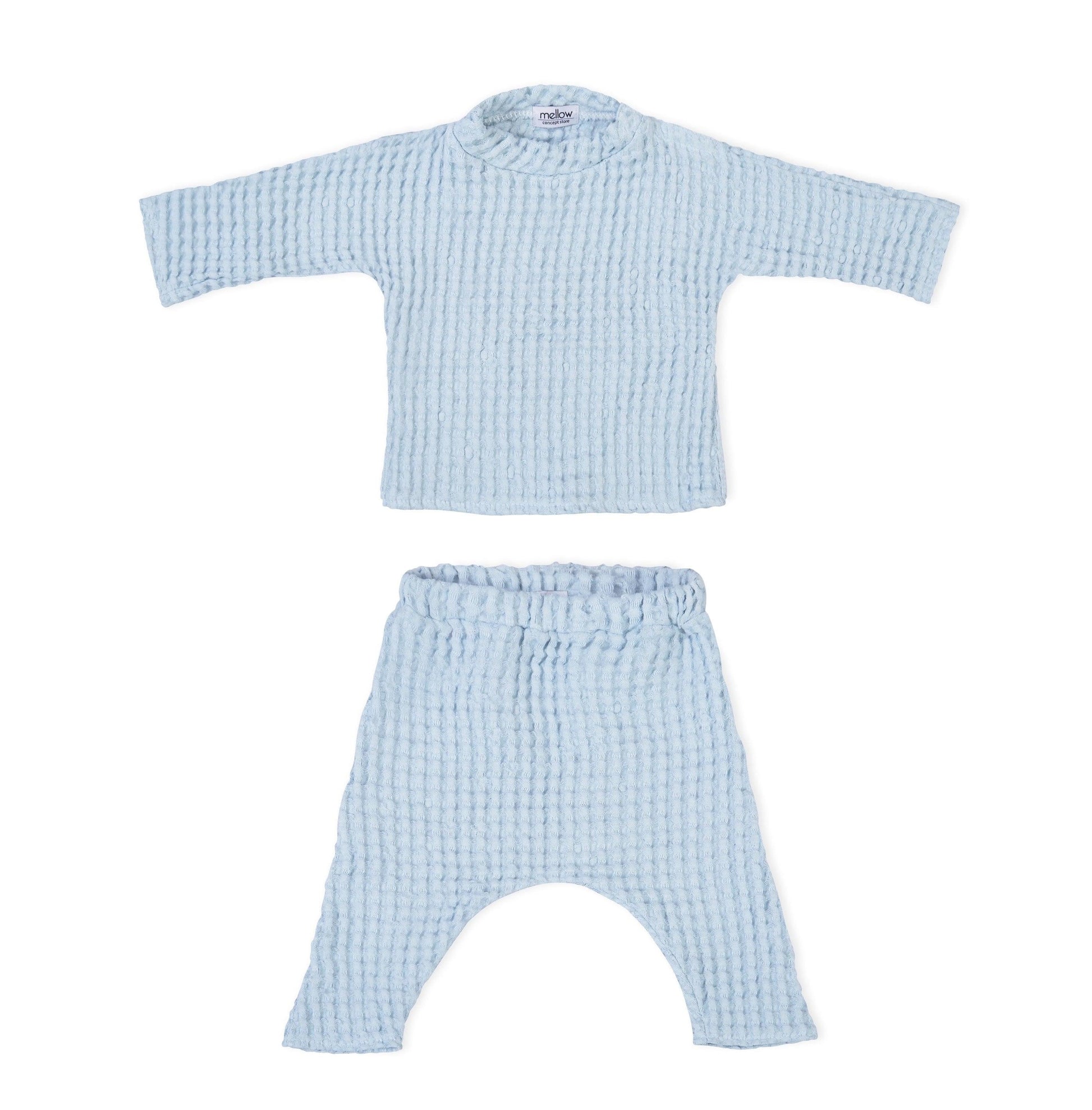 Linen Baby/Kid Clothing Set - Blue-1
