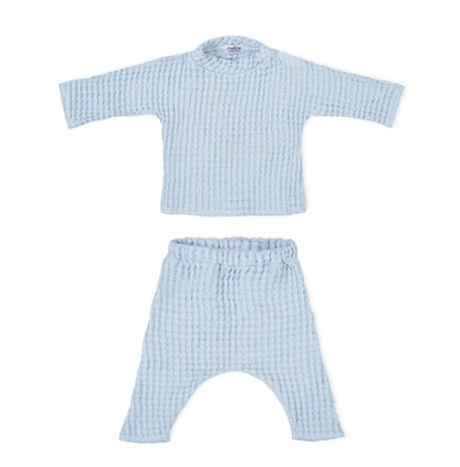 Linen Baby/Kid Clothing Set - Blue-1