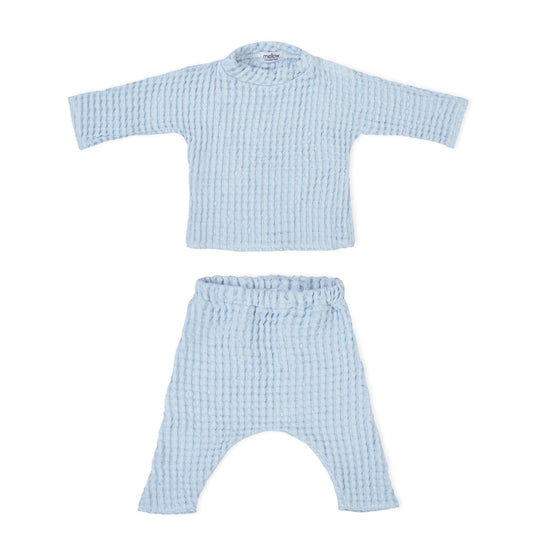 Linen Baby/Kid Clothing Set - Blue-1
