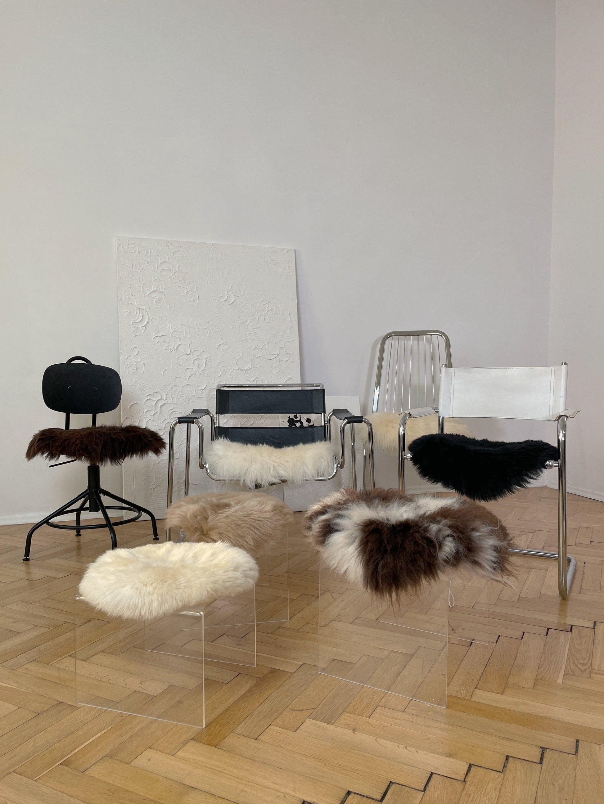 Natural Sheepskin Stool Cover-4