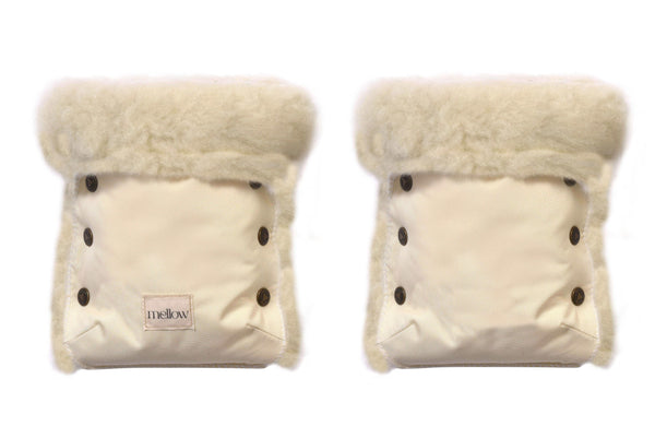 Waterproof Natural Wool Stroller Hand Muffs - White-0