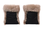 Waterproof Natural Sheepskin Stroller Hand Muffs - Black&Beige-2