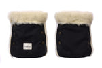 Waterproof Natural Wool Stroller Hand Muffs - Black&White-0