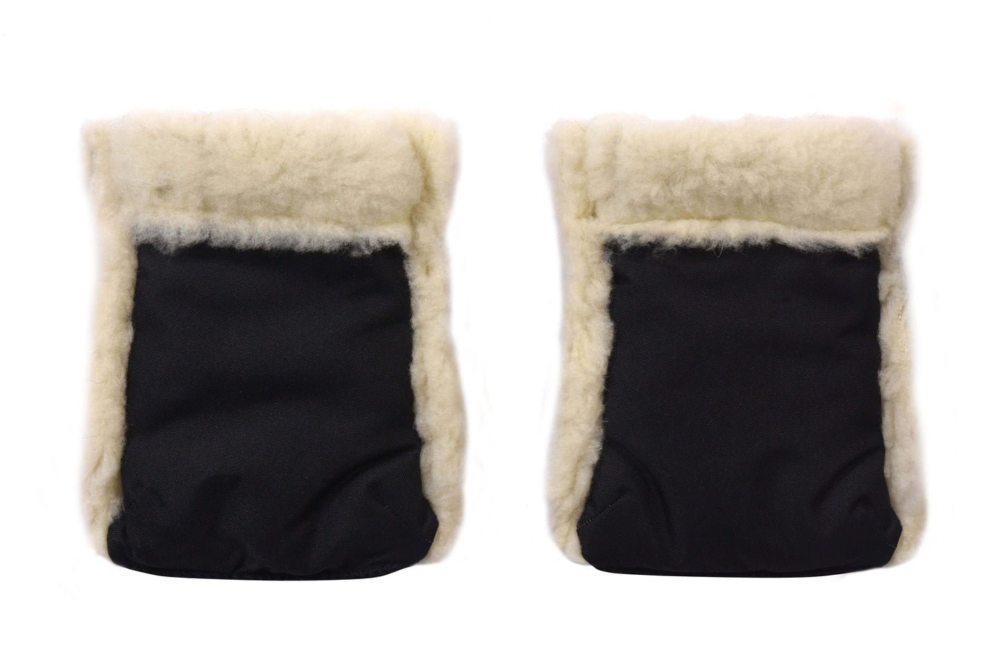 Waterproof Natural Wool Stroller Hand Muffs - Black&White-2