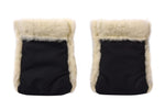 Waterproof Natural Wool Stroller Hand Muffs - Black&White-2