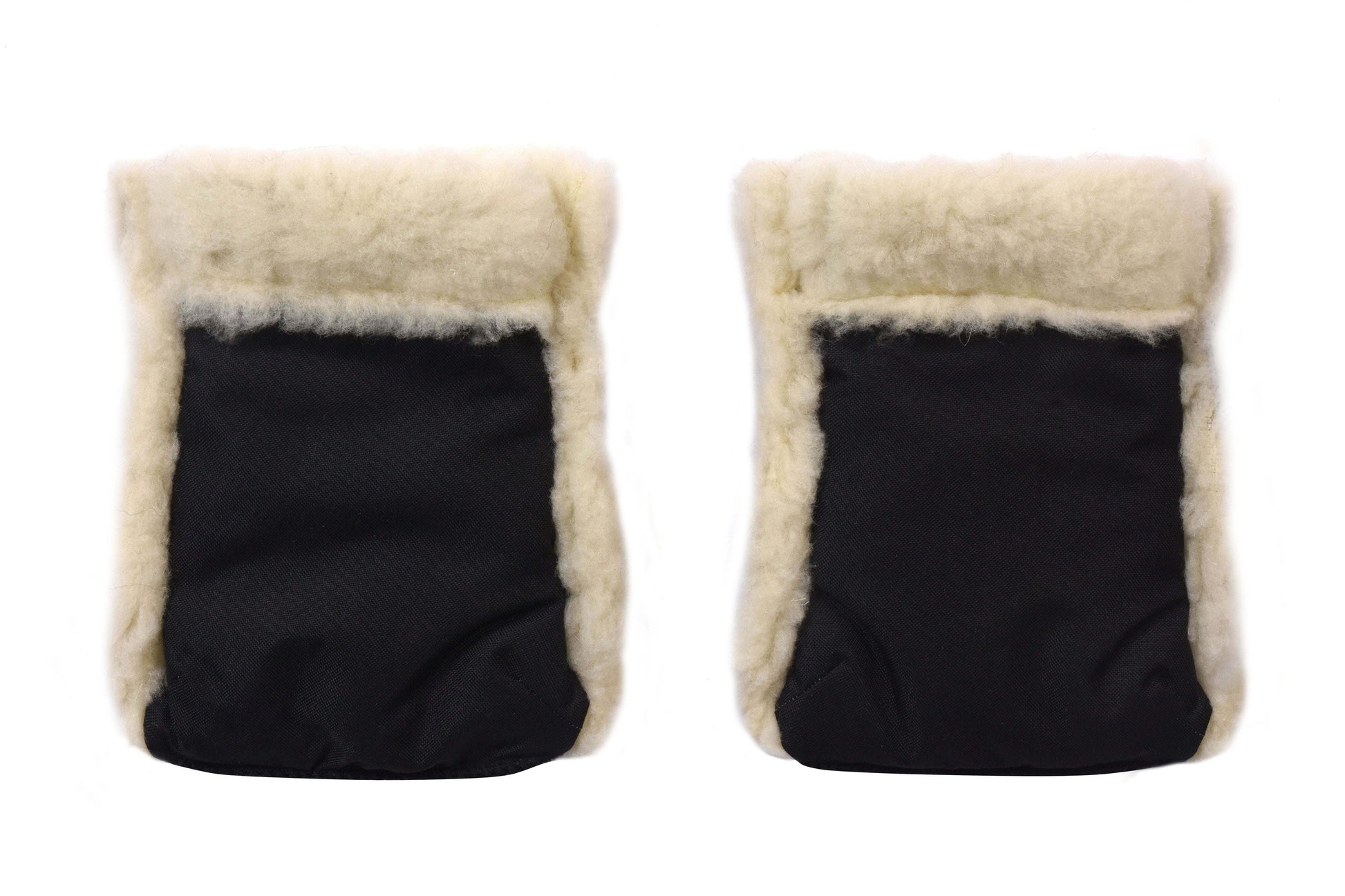Waterproof Natural Wool Stroller Hand Muffs - Black&White-2