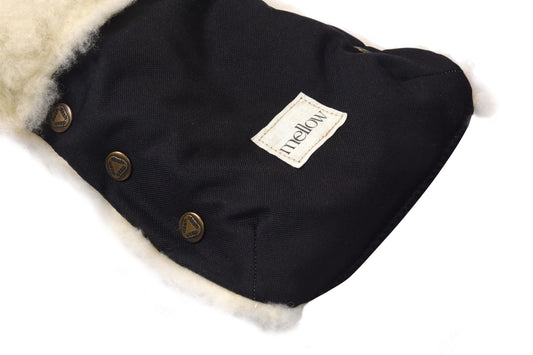 Waterproof Natural Wool Stroller Hand Muffs - Black&White-1