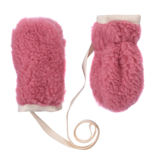 Pink Bear Woolen Baby Gloves-0