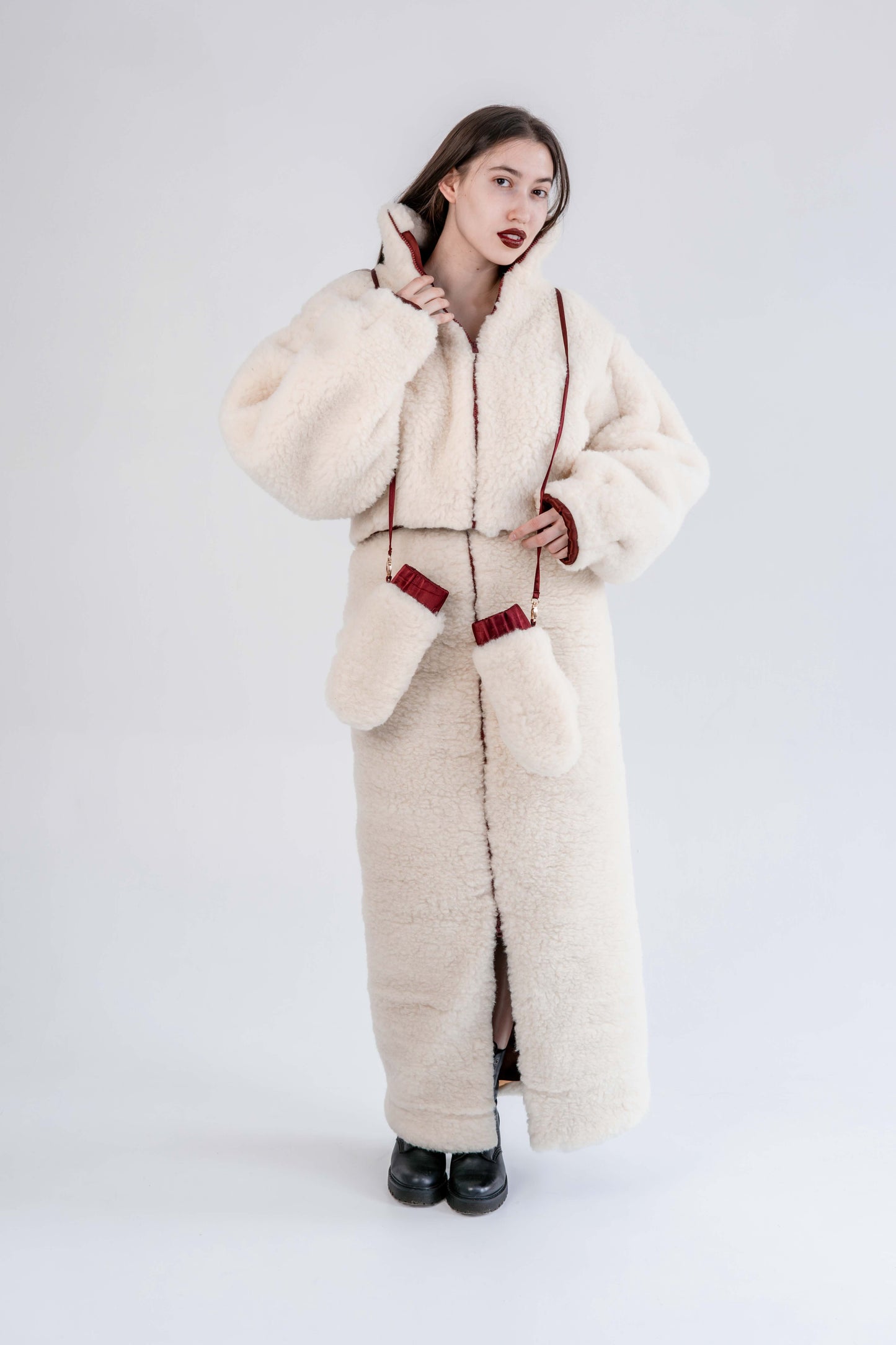 Woolen Women's Long Skirt - White-0