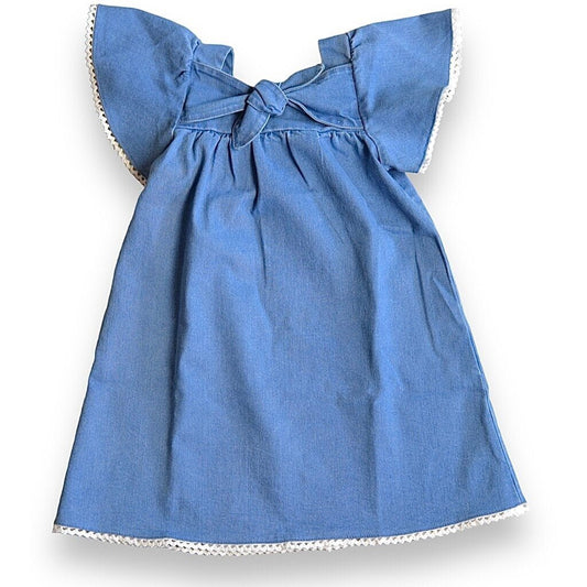 Flutter Sleeve Denim Dress-0