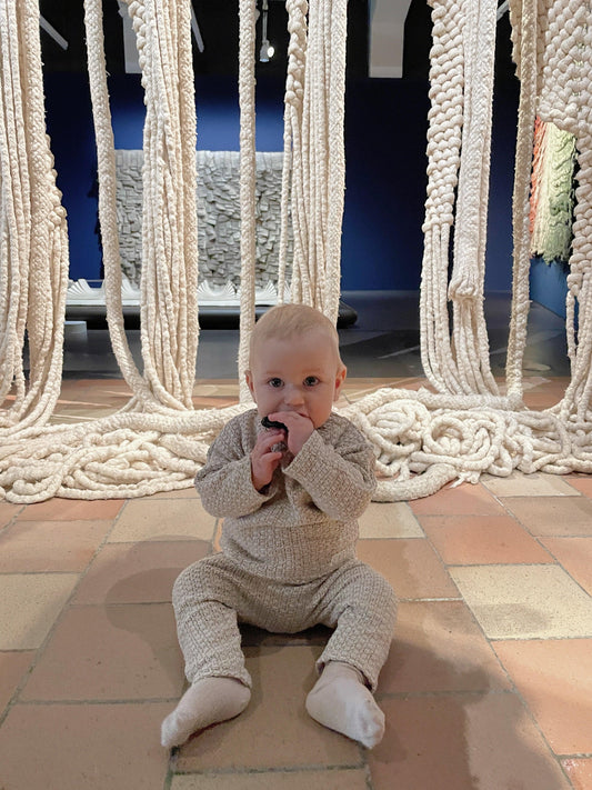 Linen Baby/Kid Clothing Set - Beige-0