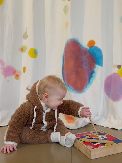 Baby/Kid Virgin Wool Overall - Brown-2