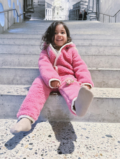 Baby/Kid Virgin Wool Overall - Pink-0