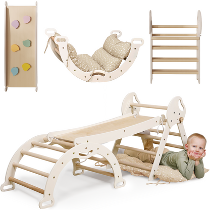 Montessori 4in1 Kletterdreieck für Babys: Pikler-Dreieck, Kletterbogen, Rutschbrett und Kissen für Kleinkinder (1–3 Jahre)-8