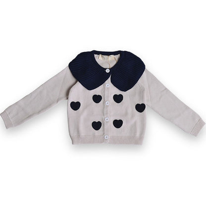 Organic Navy Heart Cardigan-0