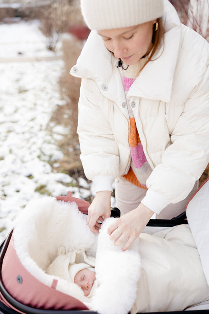 White Natural Sheepskin Stroller Sleeping Bag-0